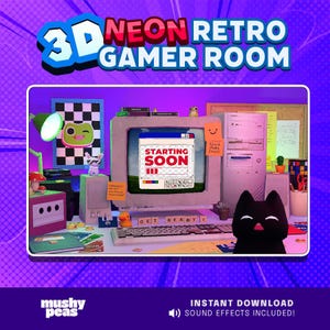 3D Neon Stream Overlay | 3D Twitch & Youtube Stream Scenes for livestreams