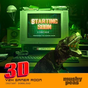 3D Streaming Overlay Retro | Green Twitch Animation | PS1-Style Twitch & Youtube Stream Scenes for livestreams