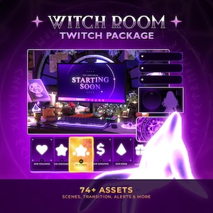 FORFAIT Witchy, Purple Gothic, Magical Stream Overlay pour Twitch, Youtube, Obs et Streamlabs