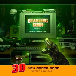 3D mörkgrönt retro stream-överlägg för Twitch, Youtube, Obs och Streamlabs