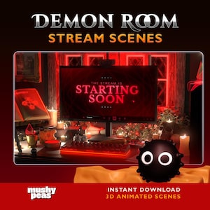 Twitch Overlay Package Red | Anime, Demon, Plague, Vampire, Goth Stream Scenes