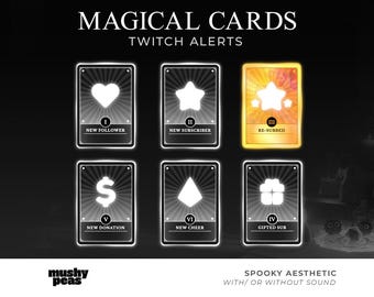 Black and White Neon Magical Stream Alerts | Spooky Animated Tarot Card Design