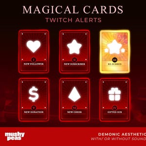 Alertas de Fluxo Mágico de Neon Vermelho | Design de Carta de Tarô Animada Demoníaca