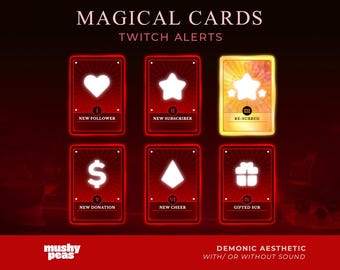 Red Neon Magical Stream Alerts | Demonic Animated Tarot Card Design
