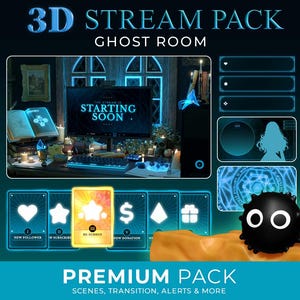 3D Blue Animated Twitch Overlay Pack: Stream Alerts, Screens, Transitions