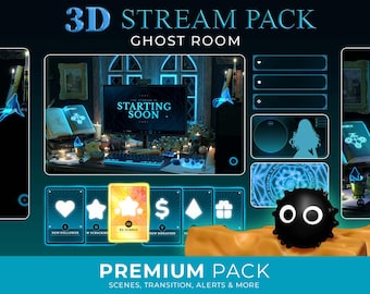 3D Blue Animated Twitch Overlay Pack: Stream Alerts, Screens, Transitions