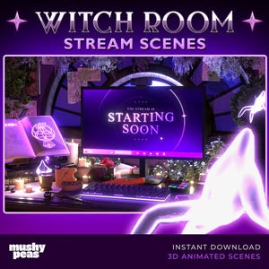 Hexe Twitch Overlay | Lila, Fantasy, Spooky, Gothic, CottageCore Stream Szenen