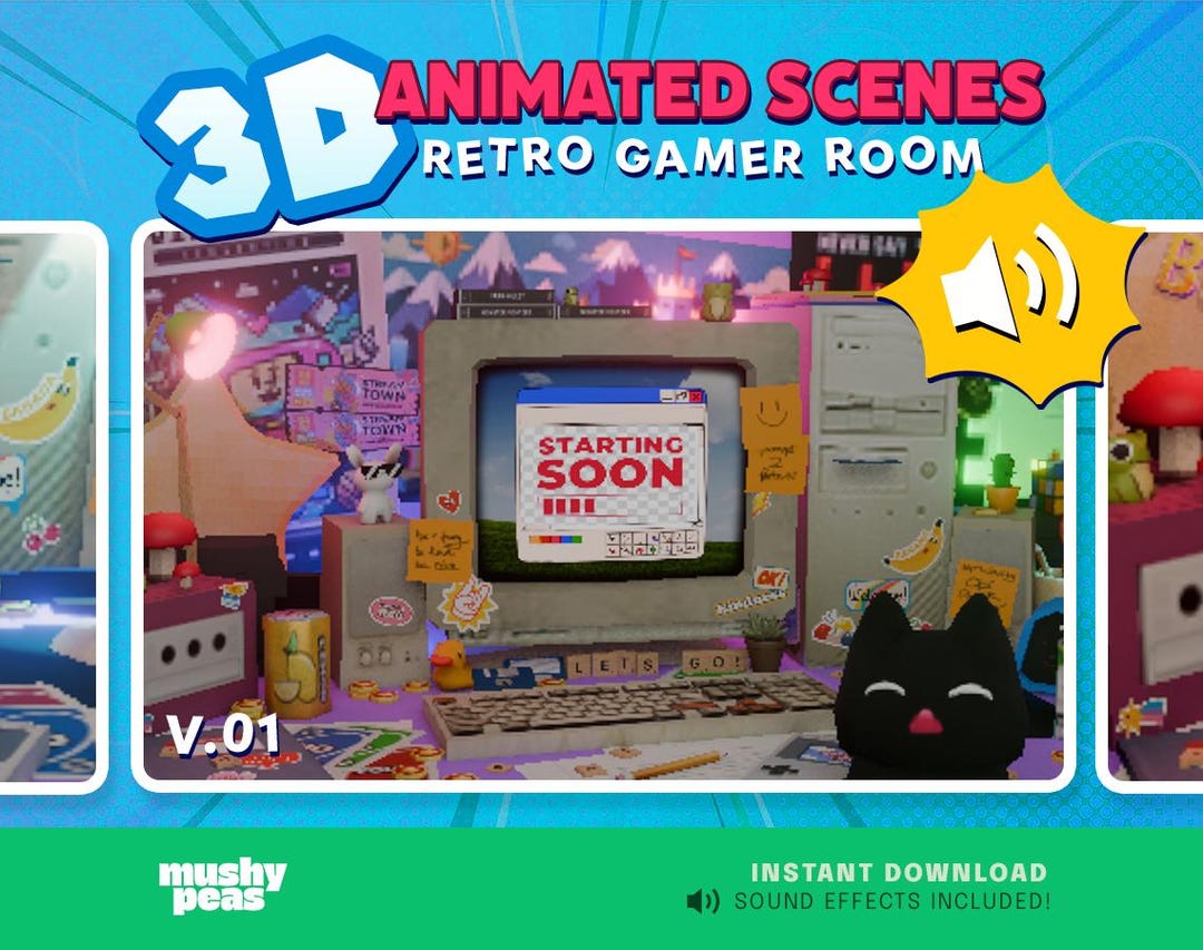 3D Animated Retro Gaming Room Overlay | 3D Twitch & Youtube Stream Scenes for Livestreams - Etsy Canada