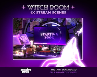 Witchy, Purple Gothic, Magical Stream Overlay for Twitch, Youtube, Obs & Streamlabs