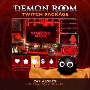 Pacote de sobreposição de Twitch demoníaco animado em 3D: tema vermelho escuro