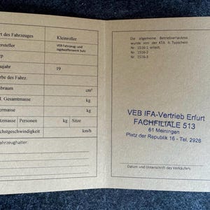Simson Schwalbe KR51/2, ABE, ristampa della licenza d'esercizio, documenti, impronta del timbro originale, vergine