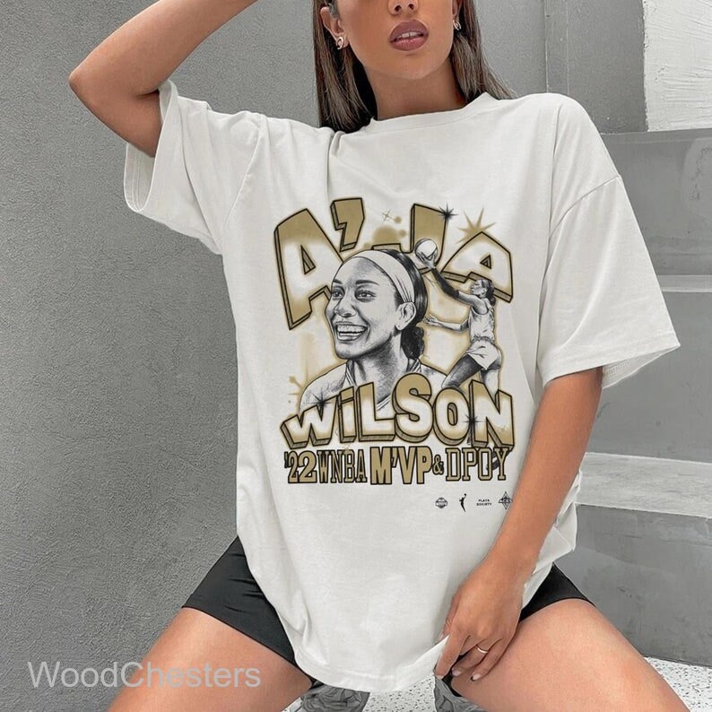 A'ja Wilson Shirt,Las Vegas Aces A'ja Wilson Playa Society Gray 2022 Mvp Player