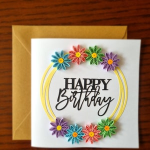 Handgemachte Quilled Blumen Geburtstagskarte