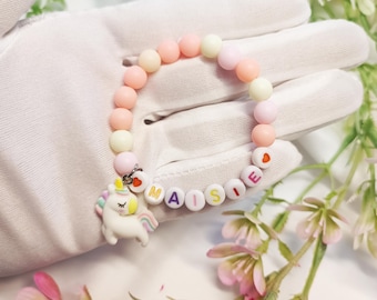 Unicorn child name bracelet, bracelet with the name, custom name bracelets, unicorn lovers gift, personalised bracelets name for girls