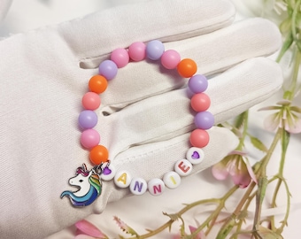 Unicorn child name bracelet, bracelet with the name, custom name bracelets, unicorn lovers gift, personalised bracelets name for girls