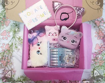 Große Katze Geschenkbox für Kinder, Geburtstagsgeschenkbox, Mädchen Geburtstagsgeschenk, Tochter Geschenk, Kindergeburtstagsgeschenk, Schwester Geburtstagsgeschenkbox