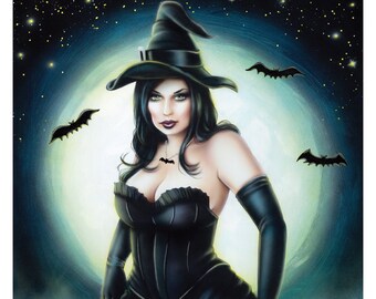Witch Pin-Up Girl 11x14 Art Print