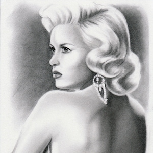 Jayne Mansfield 6x8 Original Sketch Graphite Vintage Hollywood Pin-Up Blonde Bombshell