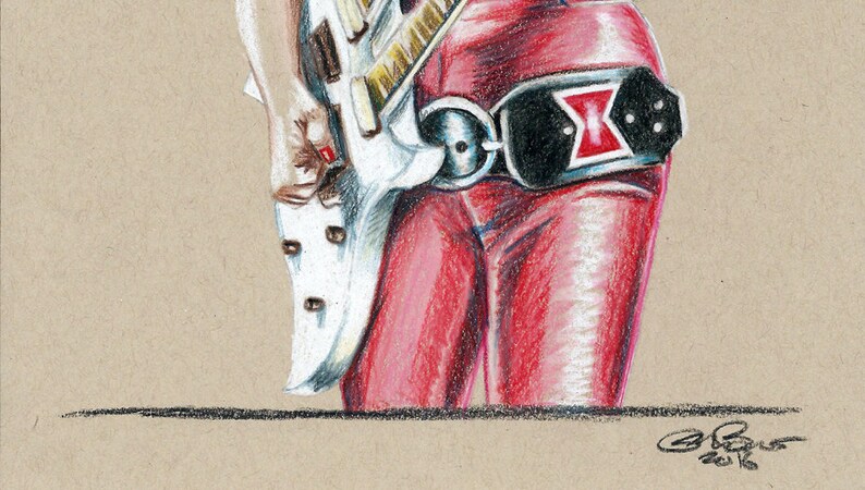 Lita Ford w Double Neck 8.5x11 Original Sketch