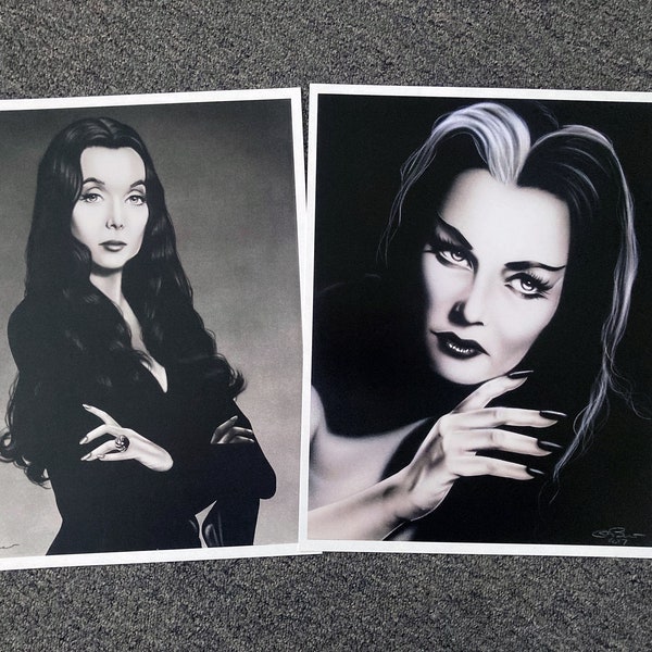 Morticia & Lily 11x14 Art Prints 2 Pack The Addams Family The Munsters