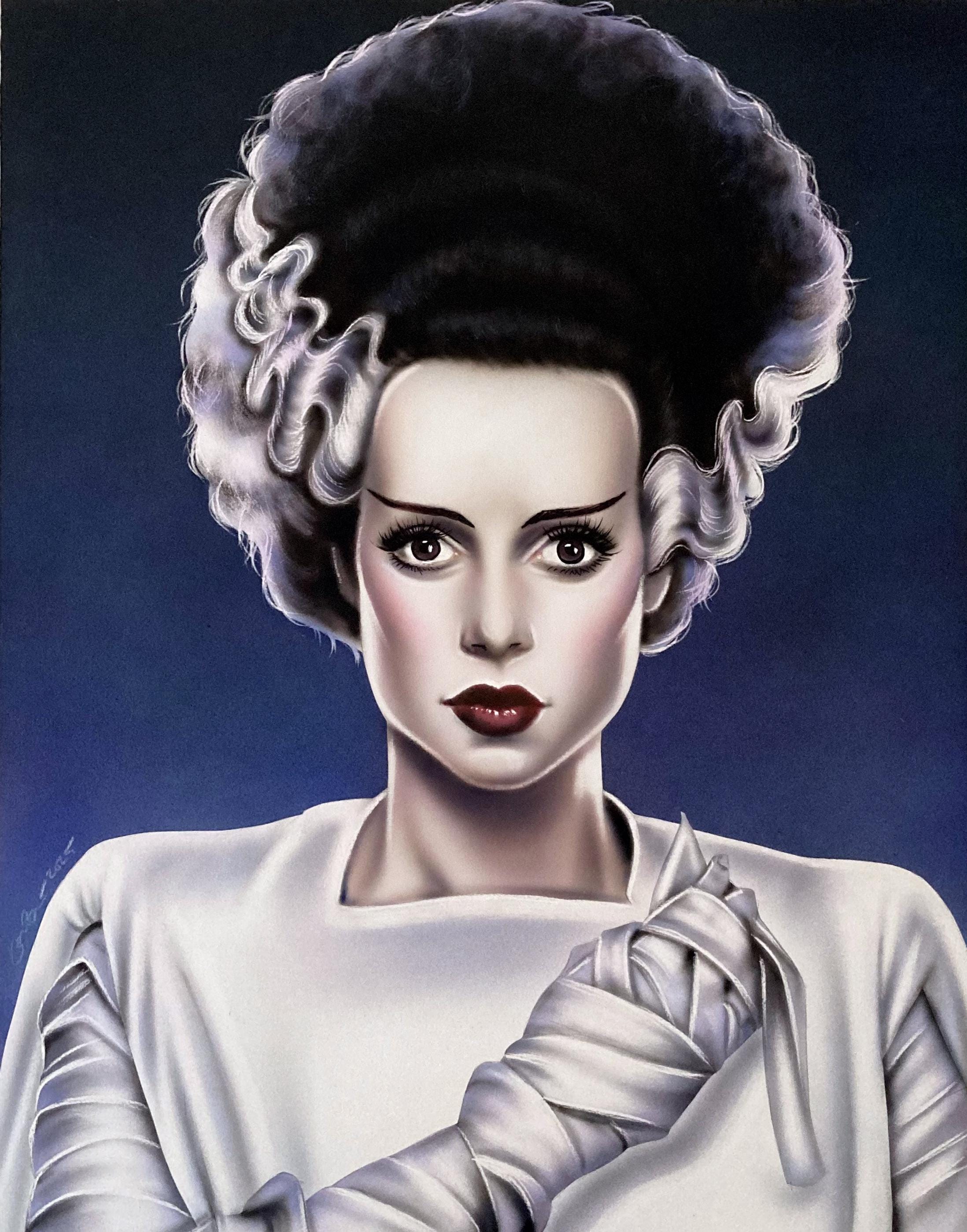 Bride of Frankenstein 11x14 Original Painting Color Airbrush