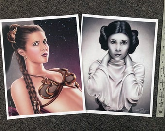 Princess Slave Leia 11x14 Art Prints 2 Pack Carrie Fisher Star Wars