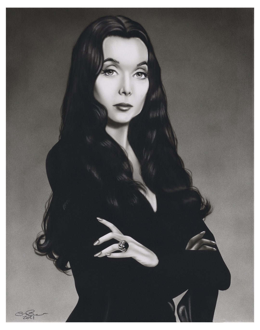 Morticia Addams Carolyn Jones 11x14 Art Print the Addams Family Etsy