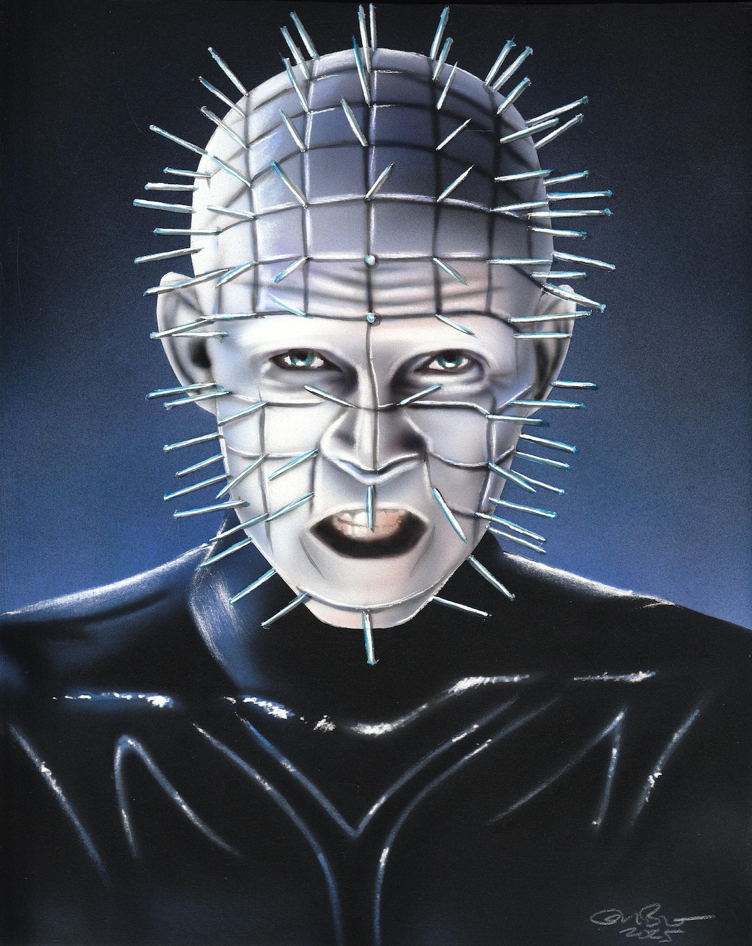 Hellraiser Pinhead 8x10 Original Painting Airbrush Horror Cenobite