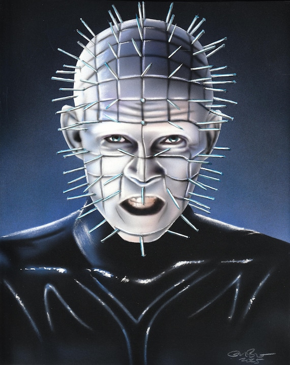 Hellraiser Pinhead 8x10 Original Painting Airbrush Horror Cenobite