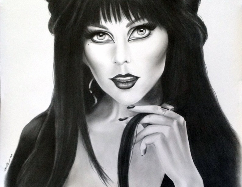 Elvira 24x36 Original Drawing Graphite Mistress of the Dark Etsy