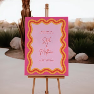 Instant | Welcome Sign Template | Wavy Welcome Sign | Wedding Welcome Poster | Editable Template | Large Welcome Sign