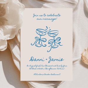 Fall Wedding Invitation Template: Hand-Drawn Champagne (Digital)