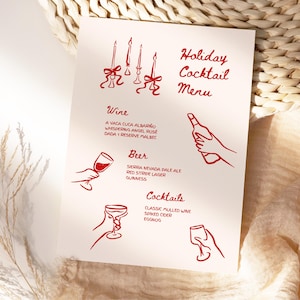 Menu Cocktail di Natale, Cocktail delle Feste PNG, Cartello Cocktail Party, Festa delle Bevande, Cartello Bar di Natale, Salva la Data della Festa delle Feste
