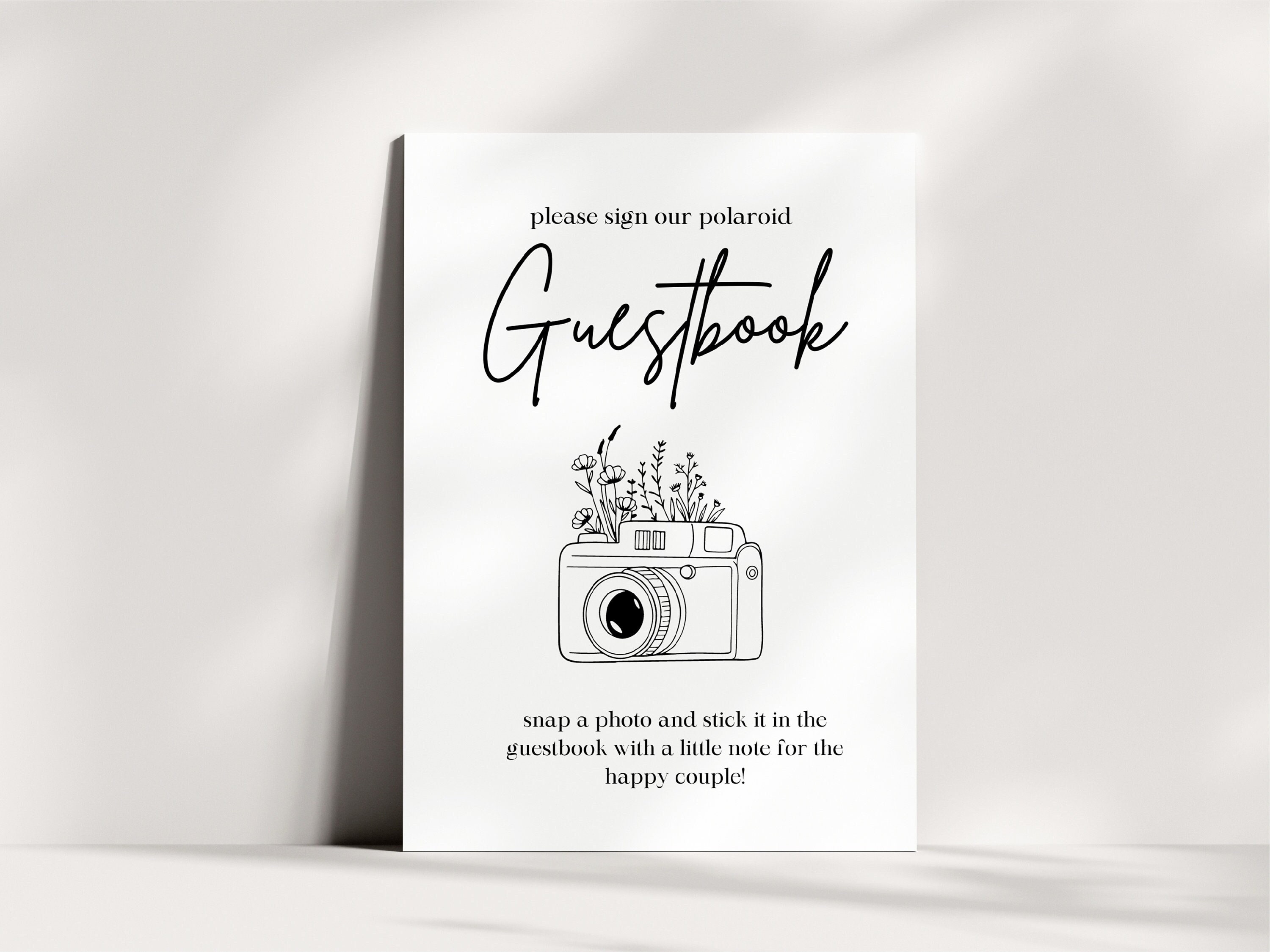 Polaroid Guestbook Sign Instax Photo Minimalist Wedding Sign Printable Template
