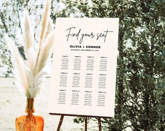 Minimalist Wedding Seating Chart Template: Large Editable Sign (Digital Download)