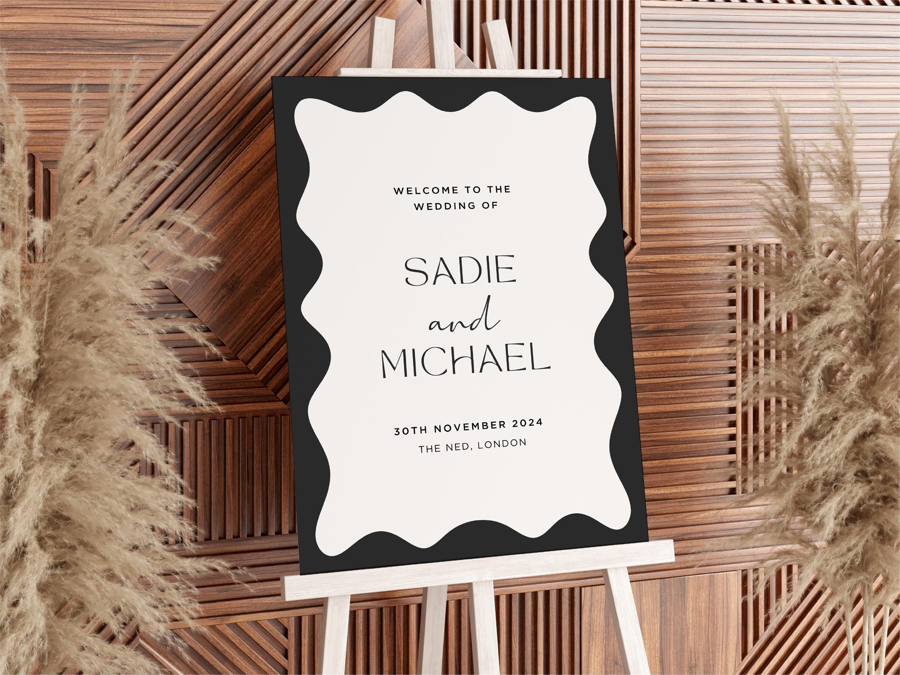 Wavy Wedding Welcome Sign Template: Minimalist Editable Poster (PDF) - Etsy
