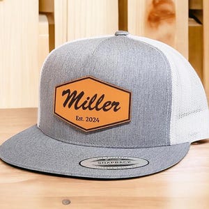 Personalized Trucker Hat with Last Name and Established Year, Custom Last Name Hat, Newlywed Hats, Groomsmen Gift, New Dad Hat, Flat Bill