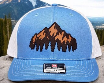 Mountain Leather Patch Trucker Hat: Hiking, Camping, Outdoor Adventure