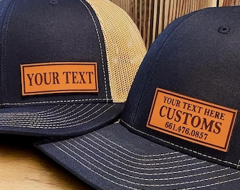 Personalized Hat, Company Name, Business Name Hats, Custom Trucker Hats, Customized Names, Events, Companies, Bulk Hats, Leather Patch Hats