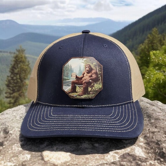 Sasquatch Hat, Bigfoot Hat, Bigfoot Trucker Hat, Funny Hat for Husband or Boyfriend, Father's Day Gift, UV Printed on Leatherette, Camo Hat