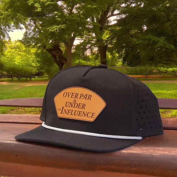 Funny Golf Hat - Over Par Under the Influence - Golf Rope Hat - Gift for Golfers, Dad or Friends - Adjustable Golfing Hat for Men & Women