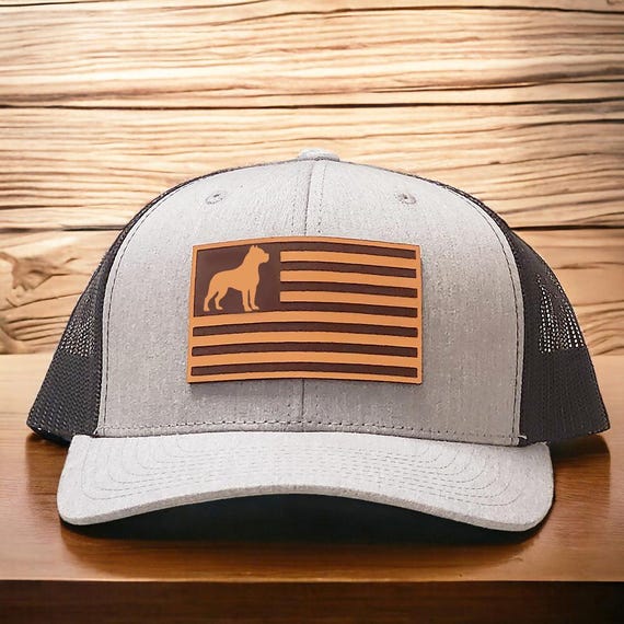 Pitbull Hat, Pitbull Gift, Trucker Hat, Pitbull Mom, Pitbull Dad, Puppy Gift, Leather Patch Hat, Any Dog Breeds