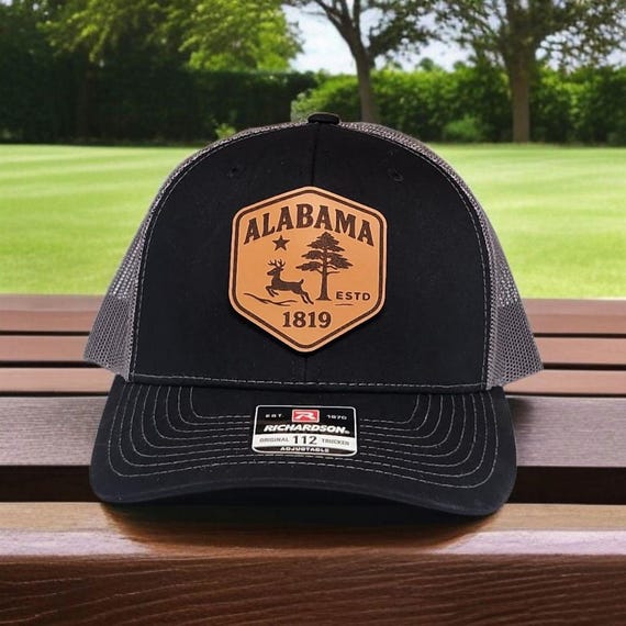 Alabama Hat, Leather Patch Trucker Hat, Alabama State Hat, Bama Dad Hat, Alabama Gift for Dad or Mom, Richardson 112 Alabama Hat, Roll Tide