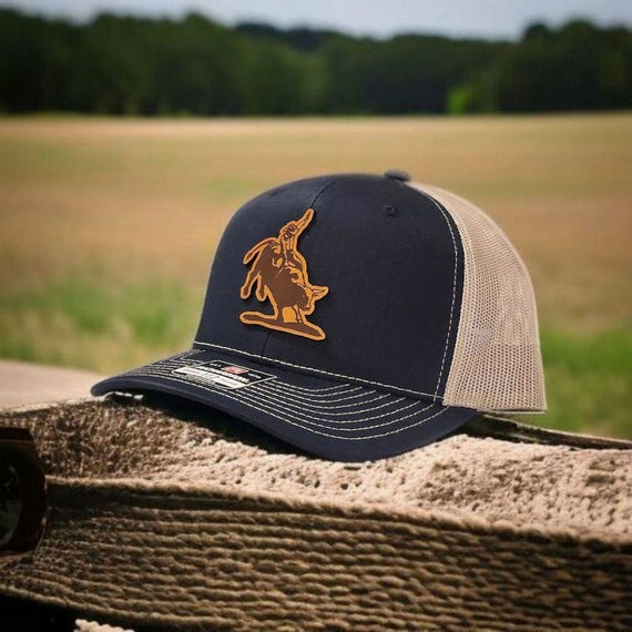 Bull Riding Hat, Cowboy Rodeo Trucker Hat, Bull Rider Gift for Dad or Husband, Country Girl Hat, Leather Patch Hat, Richardson 112
