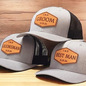 Custom Groomsmen Hats, Groom Hat, Best Man Hat, Trucker Hat, Custom Hat for Wedding Party, Wedding Announcement, Groomsmen Gift, Ring Bearer