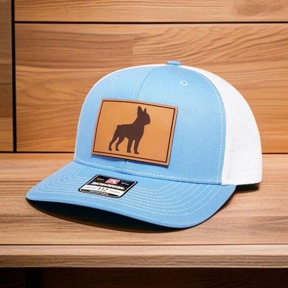 Boston Terrier Gift, Boston Terrier Hat, Trucker Hat, Dog Dad, Terrier Mom, Puppy Gift, Leather Patch Hats, Any Dog Breeds