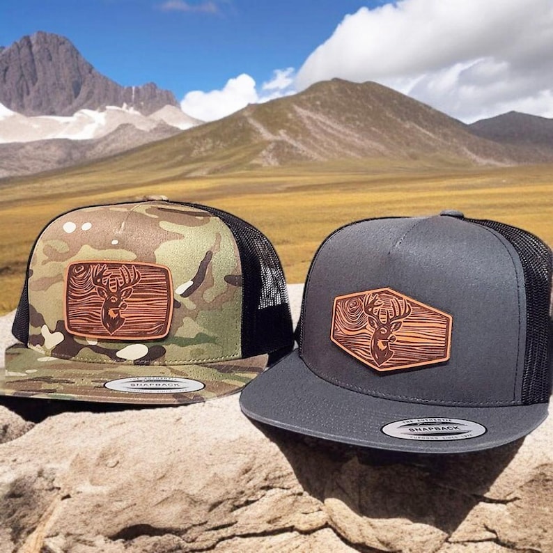flat bill deer trucker hat