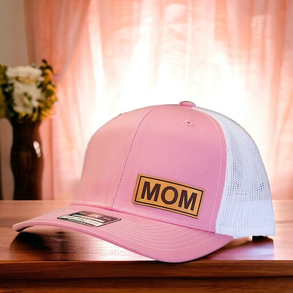 Mom Hat, Custom Hat for Mom, Trucker Hat, Leather Patch Hat, Best Mom Ever, Gift for Mom Wife, Cute Hat
