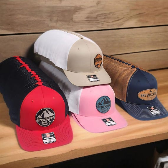 Trucker Hat with Your Logo, Bulk Leather Patch Hats, Engraved Richardson Hat, Business Merch, Birthday Retirement Wedding Hats, Company Logo