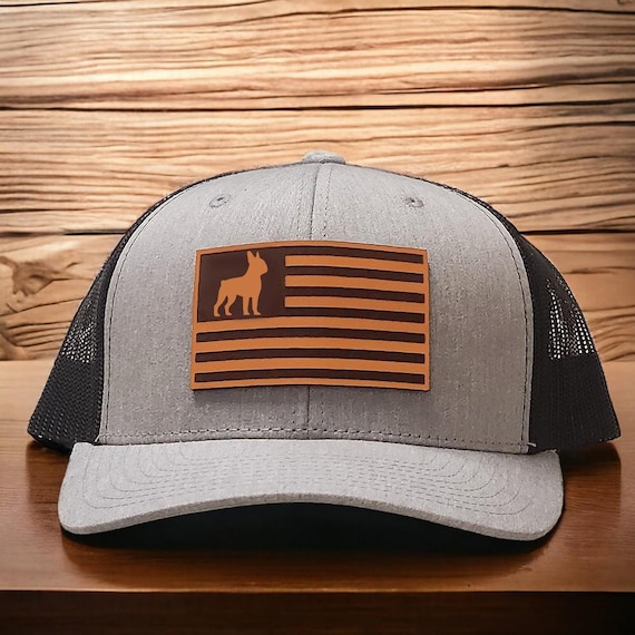 Boston Terrier Gift, Boston Terrier Hat, Trucker Hat, Dog Dad, Terrier Mom, Puppy Gift, Leather Patch Hats, Any Dog Breeds
